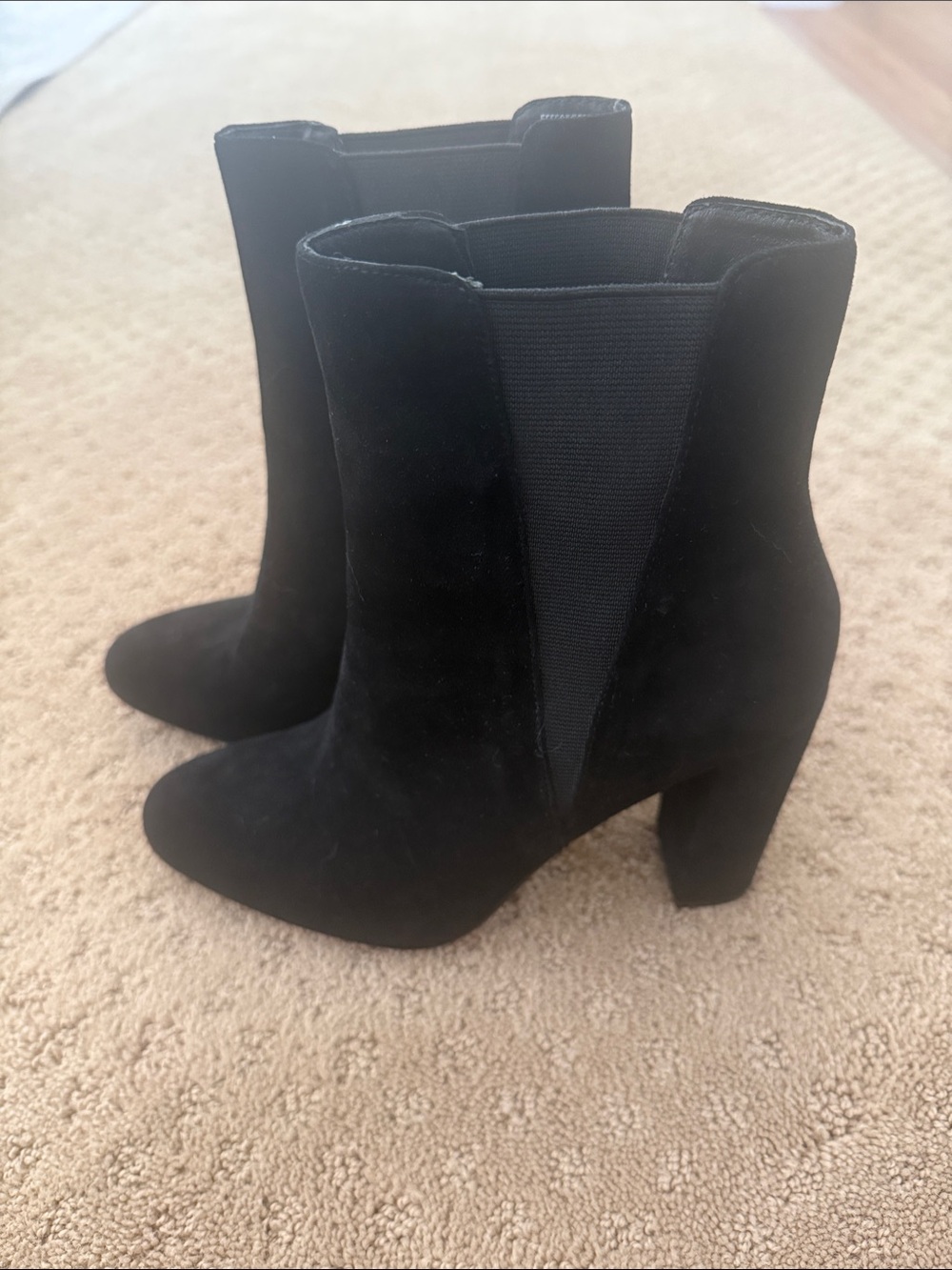 Steve Madden Black Suede Block Heel Ankle Boots